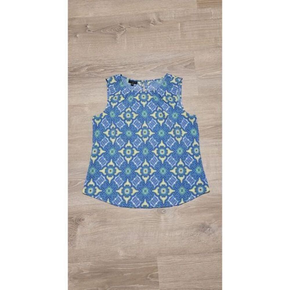 Talbots Women's Yellow  Blue Floral Lightweight Medallion Sleeveless Tank Top 8P